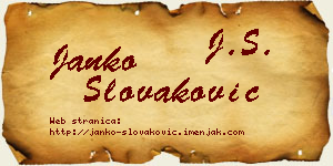 Janko Slovaković vizit kartica